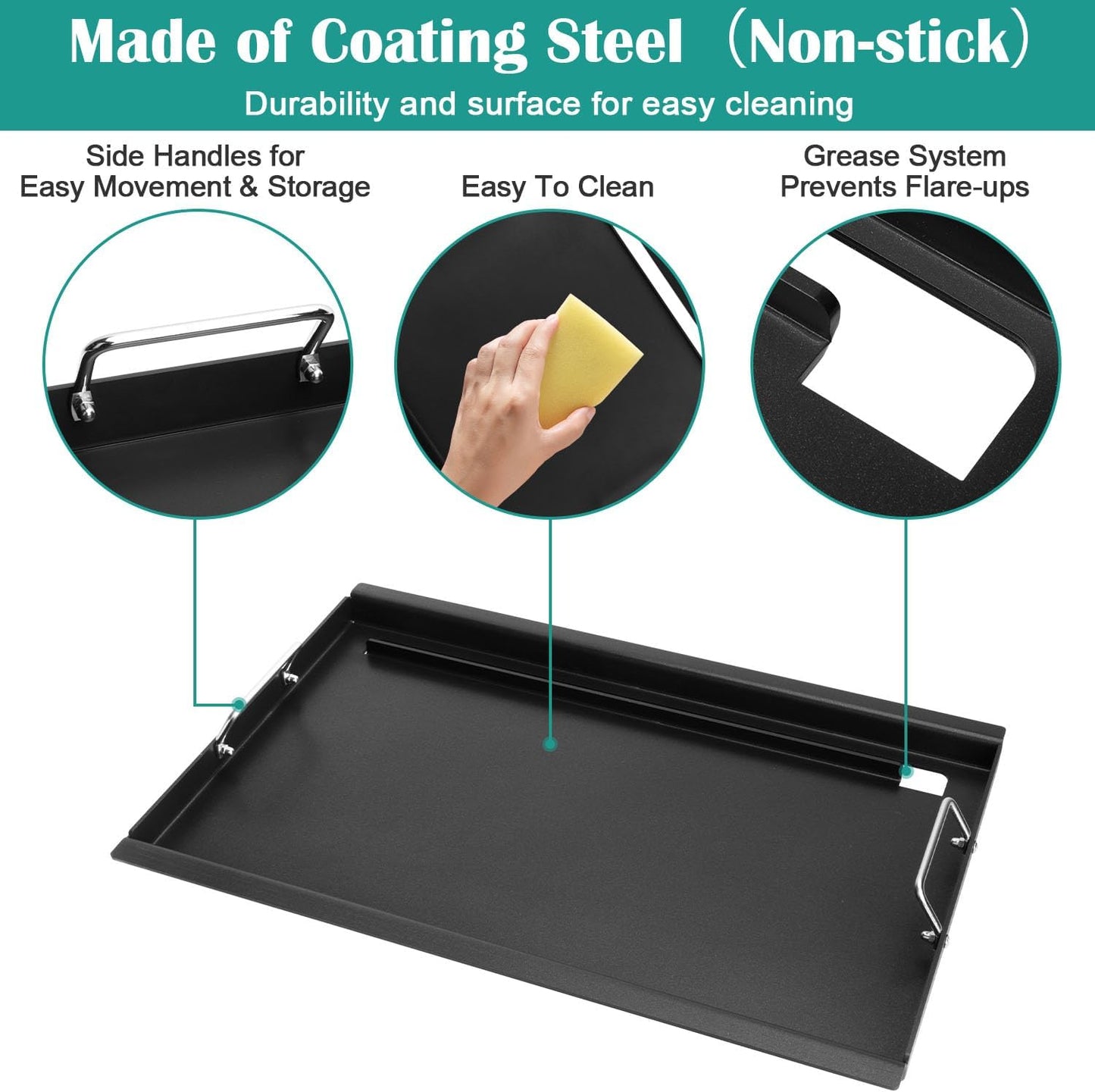 Full Size Griddle Inserts for Char-Broil Performance 5 Burner Series, Flat Top Griddle for Charbroil 463275517 463275717 463372017 463243518 463243519 Grill, Replace for G470-0002-W1 G470-0003-W1