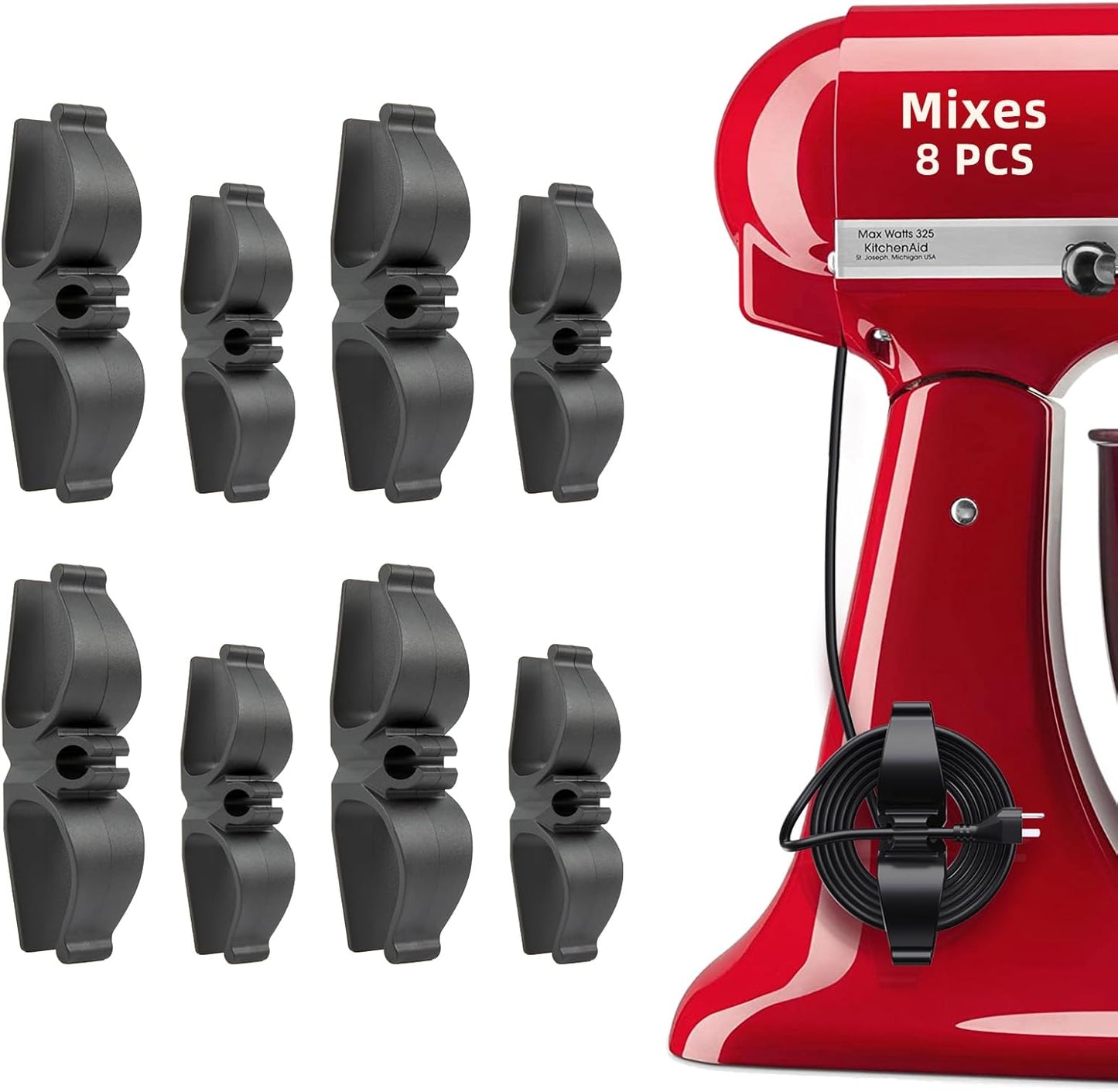 Cord Organizer for Appliances, Small&Large 8 Pack Upgraded Kitchen Appliance Cord Organizer Stick On Appliance Wire Wrapper for Appliances Mixers, Coffee Maker, Pressure Cooker