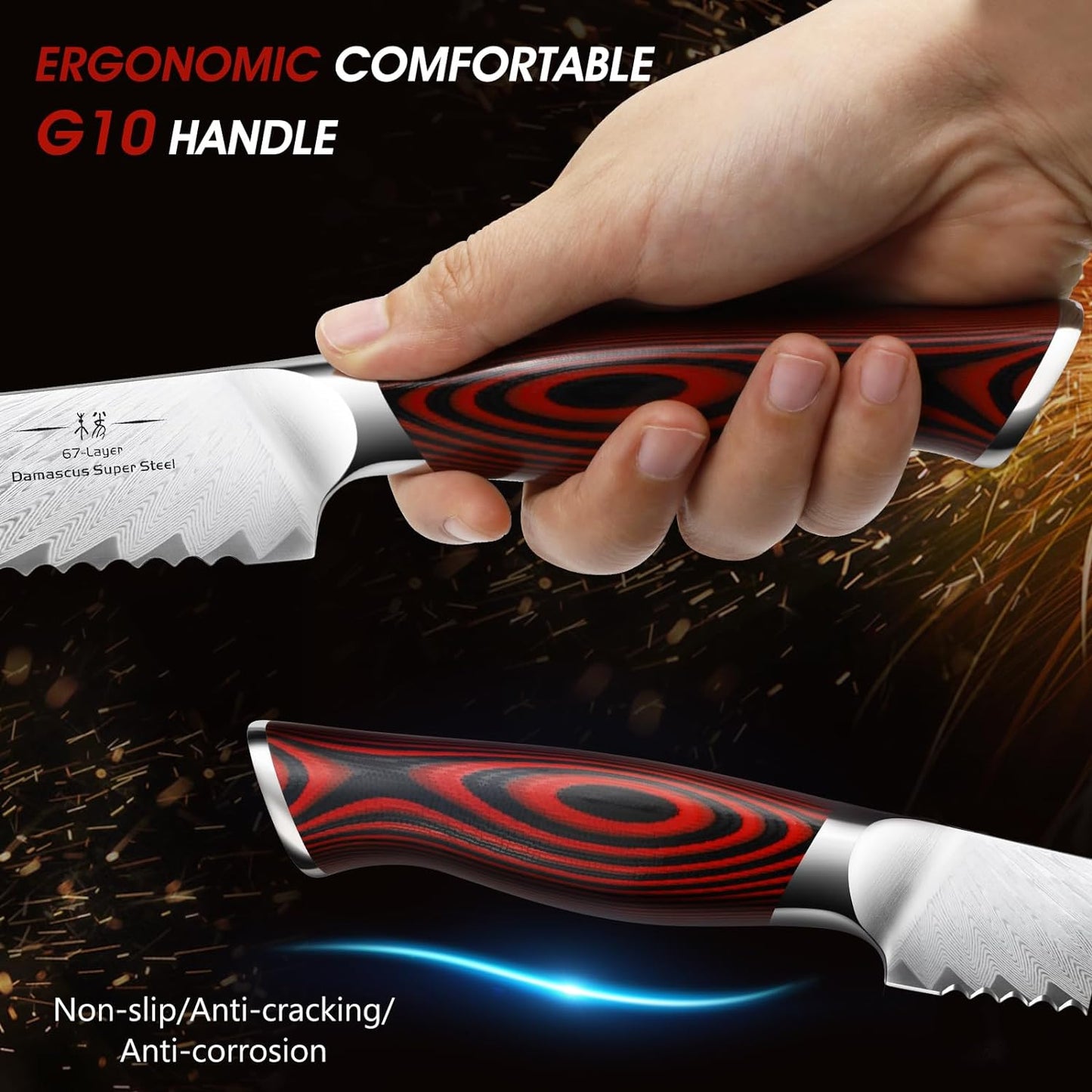 Bread Knife,8 Inch Serrated Bread Knife Ultra Sharp Damascus Steel Bread Kitchen Knife, Professional Bread Knife for Homemade Bread