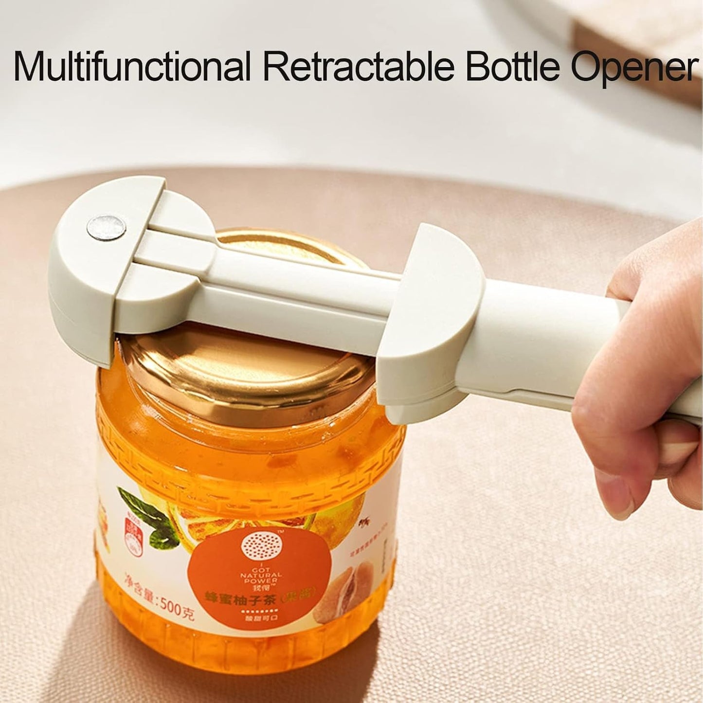 Multifunctional Retractable Bottle Opener - Adjustable Multifunctional Can Opener Jar Lid Gripper - 2025 New Jar Opener Bottle Opener for Weak Hands, Senior Arthritis (Black)