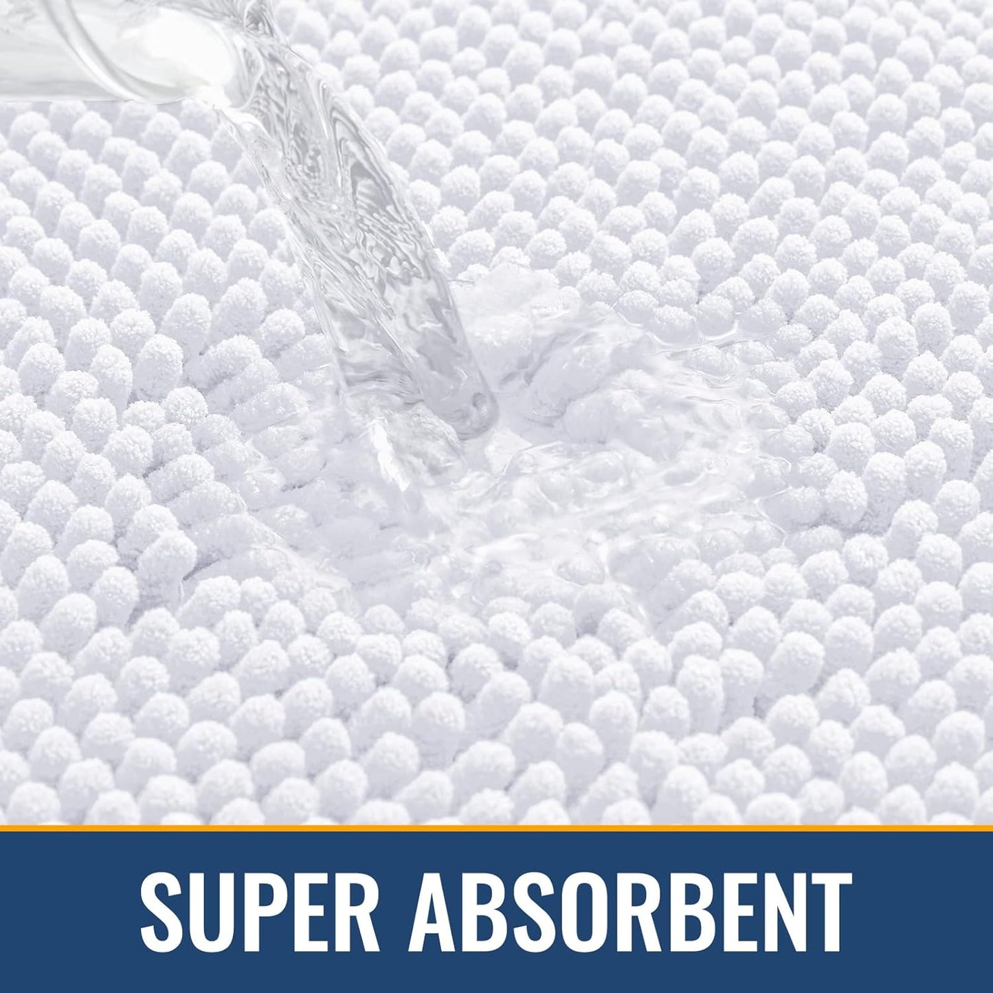 Arotive Bathroom Rugs 30x20, Extra Soft Absorbent Shaggy Chenille Bath Rugs, Machine Washable Rubber Backing Non-Slip Bath Mats for Bathroom Floor Tub and Shower, Home Decor Accessories, White