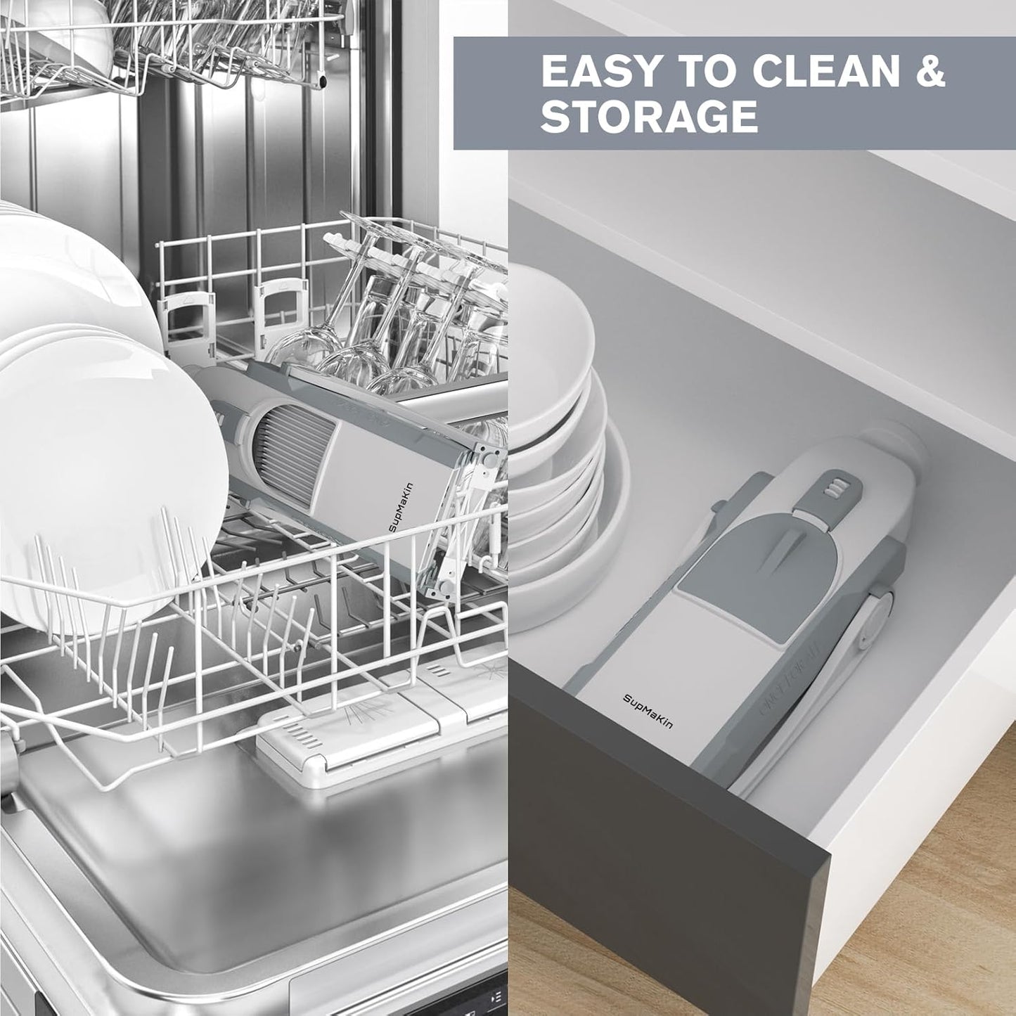 SupMaKin Safe Mandoline Slicer for Kitchen, Potato Slicer for Chips, Vegetable & Food Cutter,Thickness Adjustable 0.1-8 mm, Kitchen Faster Slice Artifact (Only Slicer)