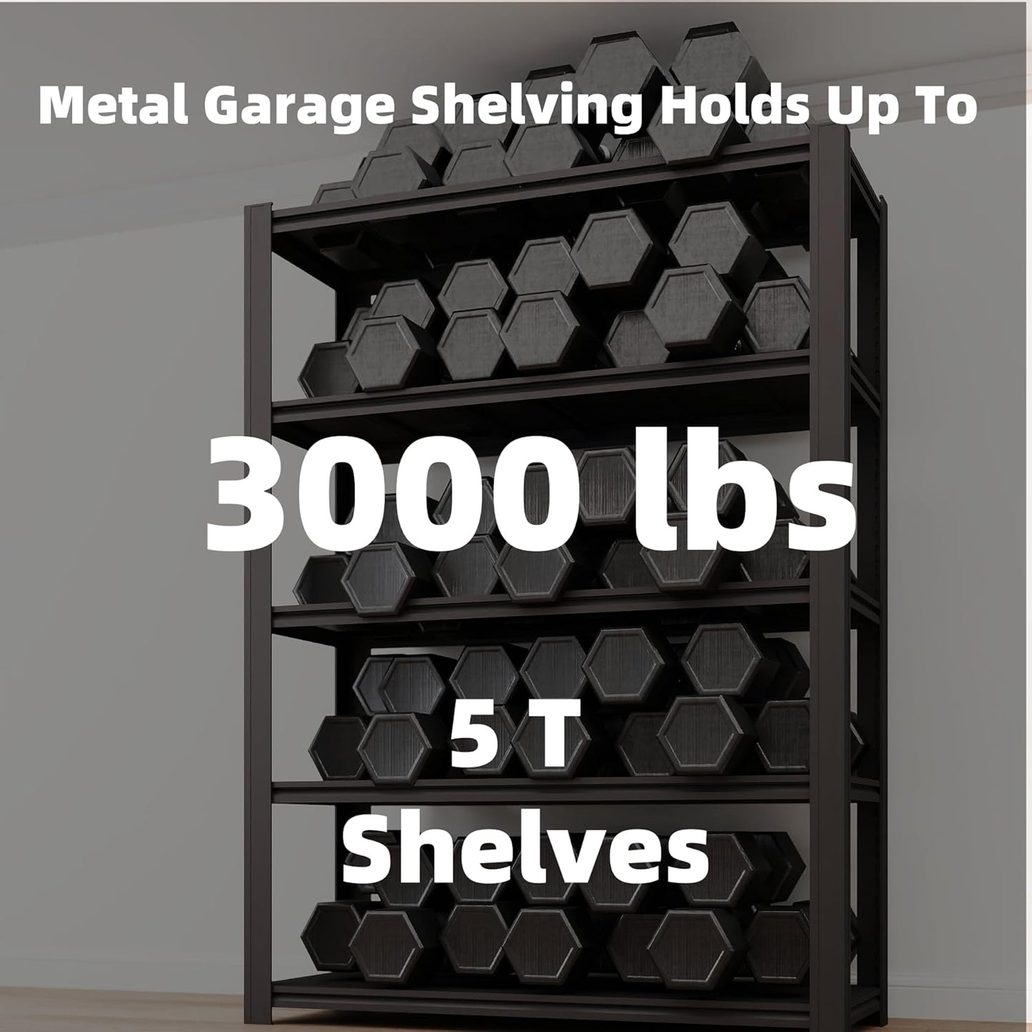 5 Tier Metal Shelving Unit, Adjustable Storage Shelves, 72" H x 35.43" W x 15.8" D Heavy Duty Garage Shelves for Warehouse, Basement, Kitchen, Pantry, Living Room, Black