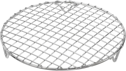 uxcell Round Cooking Rack with Legs, Dia 8.3 Inch 304 Stainless Steel Barbecue Grill for Cooking Baking Barbecue Air Fryer Racks, Silver