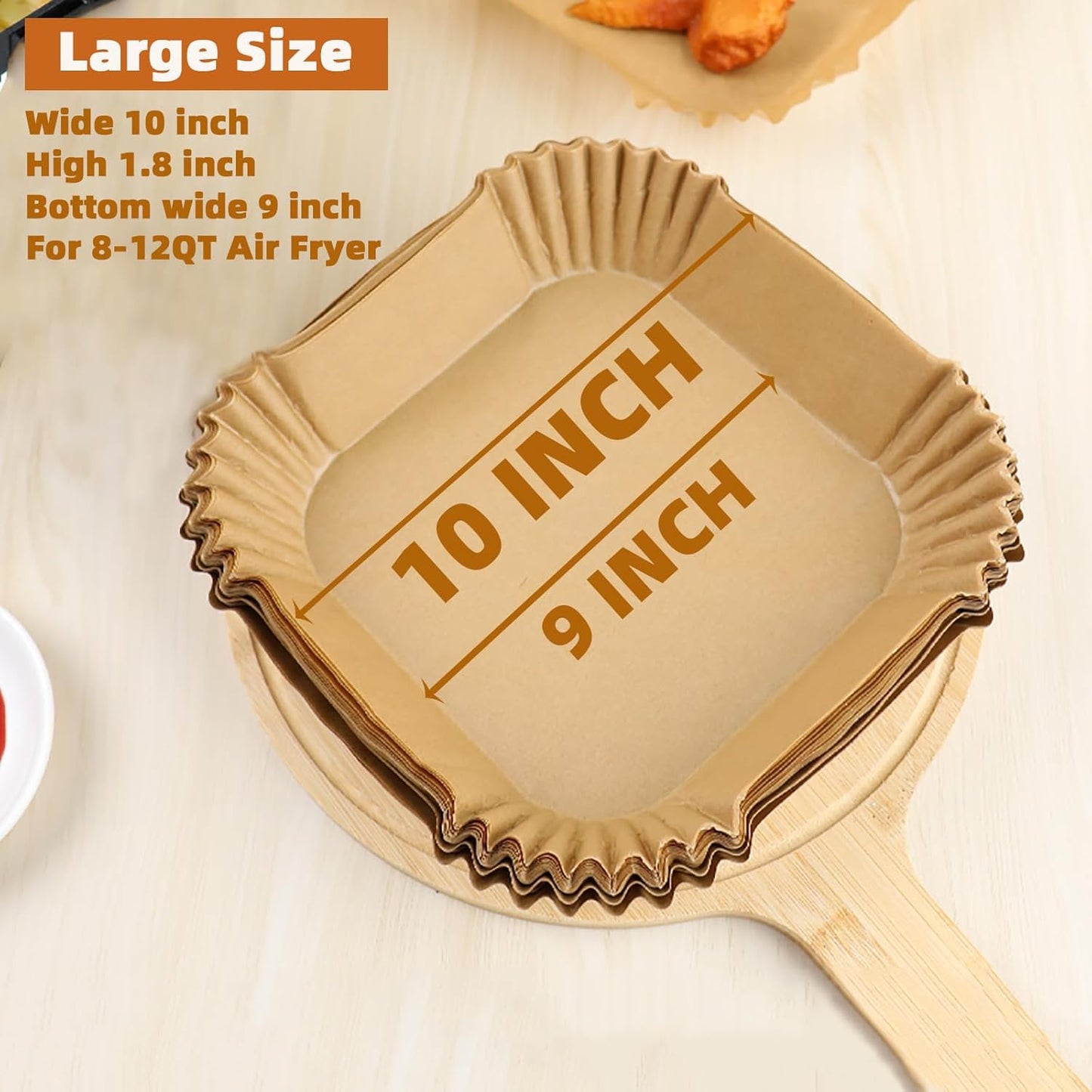 Air Fryer Liners Disposable,200PCS Victoyaw 10 Inch Square Air Fryer Parchment Paper Liners for 8-12QT Air fryer,Easy to Clean Non-Stick Waterproof Airfryer Paper Liner