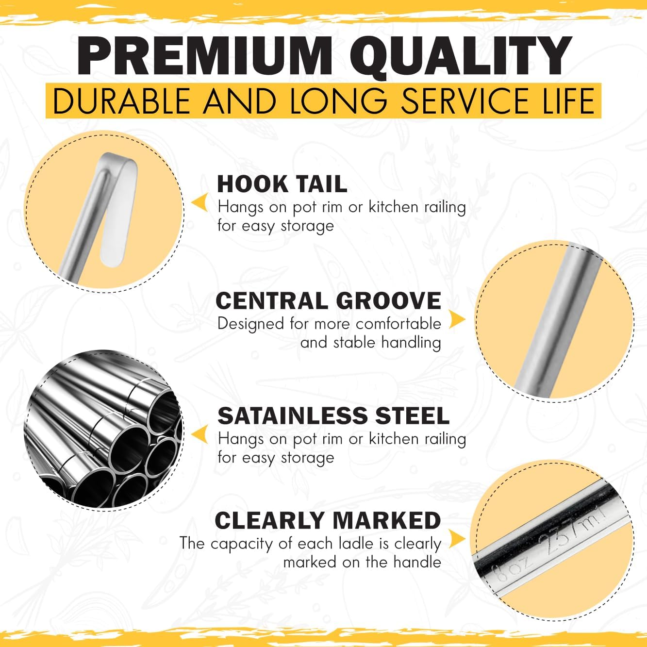 Ladle - Durable Stainless Steel Ladle Serving Measuring Soup Dressing Sauce Gravy Sturdy Dependable Long Handle for Kitchen (1, 1 Oz.)