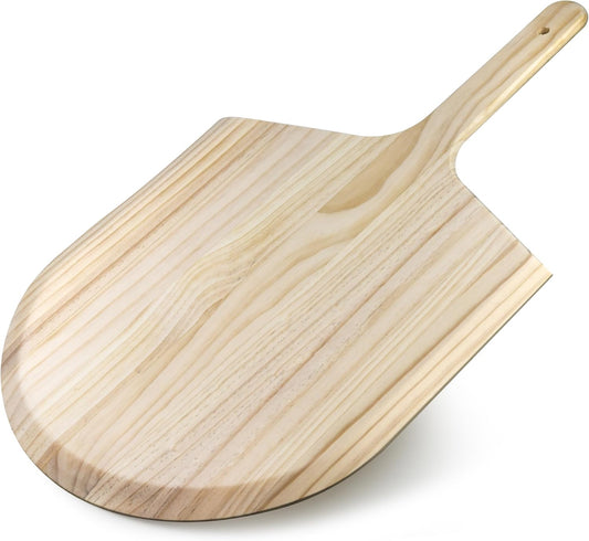 Wooden Pizza Peel, 16 x 14 inch Blade with 8 inch Handle, Pinewood, 24 inch Overall Length with Tapered edge with hole on the end of the handle. (2)