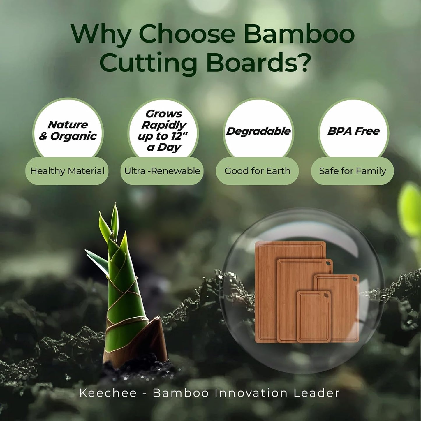 Wood Cutting Board, Carbonized Bamboo Cutting Boards Set With Smooth Surface & Easy Storage For Busy Kitchens, Ideal Charcuterie & Chopping, Durable, Knife-Friendly (4Pcs)