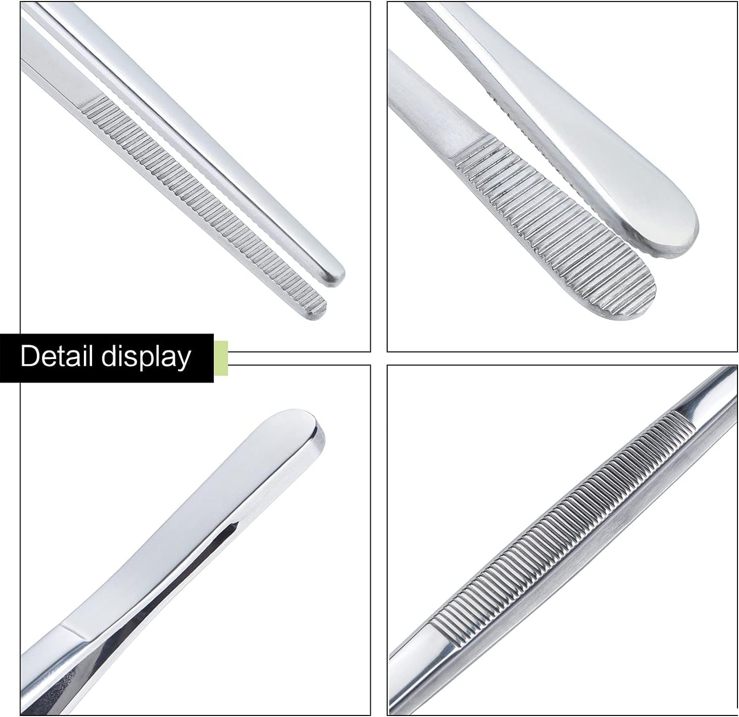 MSY BIGSUNNY Stainless Steel Food Tweezers Multi-function Cooking Tongs Kitchen Serving Tong (12" Round & 12" Pointed Tweezers)