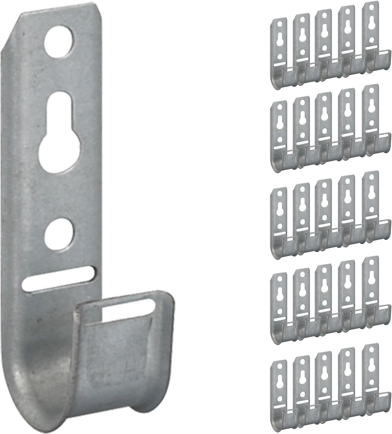 ICC 3/4-Inch Wall Mount J-Hook – 25-Pack, Cable Support Hooks Without Retainer Clips, Galvanized Steel with Zinc Finish – for Structured Cabling and Cable Management