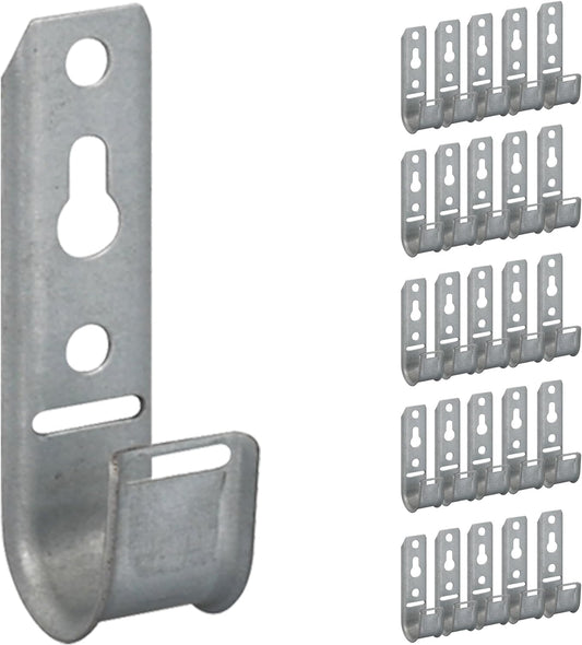 ICC 3/4-Inch Wall Mount J-Hook – 25-Pack, Cable Support Hooks Without Retainer Clips, Galvanized Steel with Zinc Finish – for Structured Cabling and Cable Management
