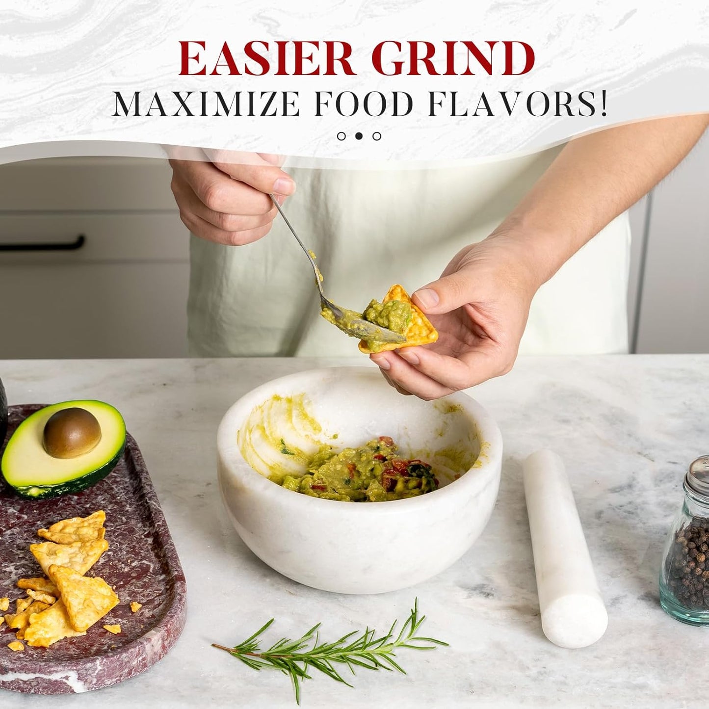 Koville Marble Mortar and Pestle Set, 7"-4 Cups Grinder Bowl for Guacamole, Salsa, Pill Crusher, Spice, Herb, Garlic, Nut, Heavy Duty Grinder for Kitchen(Namib Fantasy)