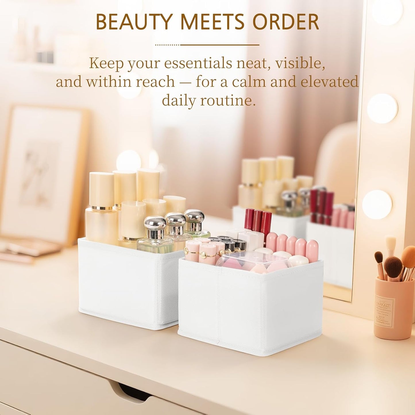 Criusia 15 Pack Drawer Organizer for Clothes, Foldable Dresser Dividers with 3 Sizes, Fabric Storage Bins – White