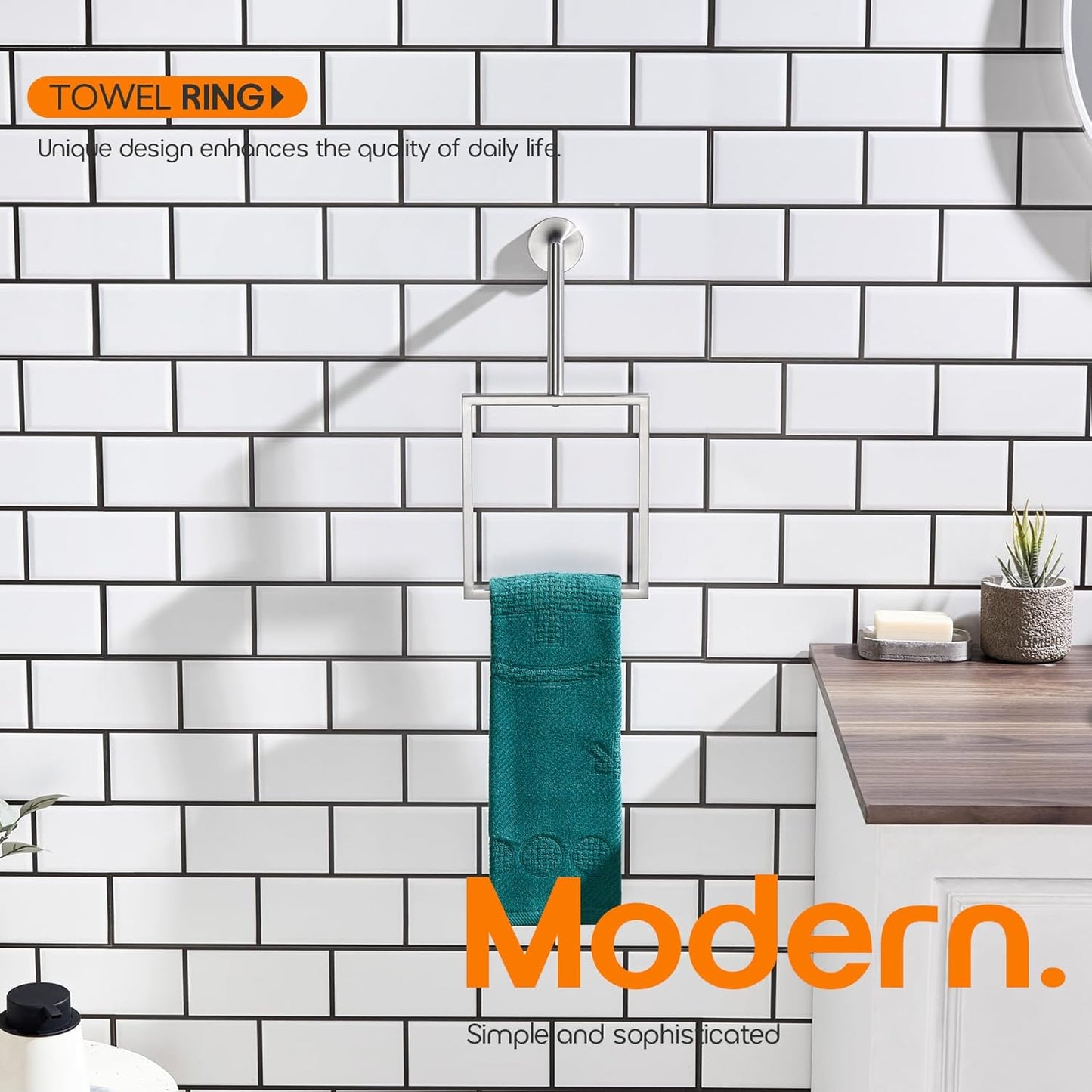 Towel Ring Brushed Nickel Hand Towel Rack for Kitchen Decor Wall Mount Stainless Steel Bath Towel Hanger Bathroom Hardware Accessories, AN3005BR