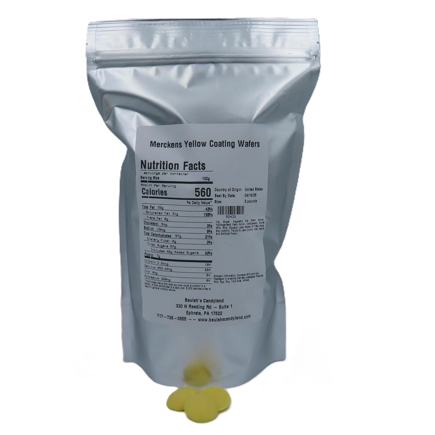MERCKENS Coating Wafers, Yellow Melting Chocolate, 2 Pound Package