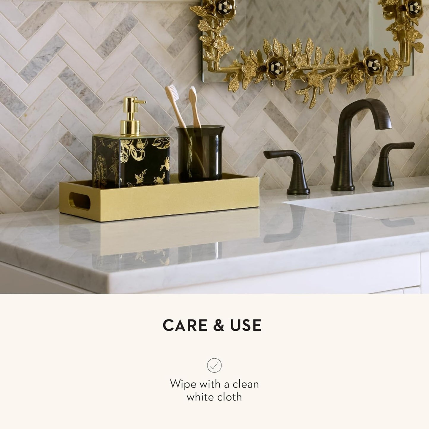 MACKENZIE-CHILDS Twilight Toile Vanity Tray with Handles, Rectangular Tray for Dresser and Home Decor