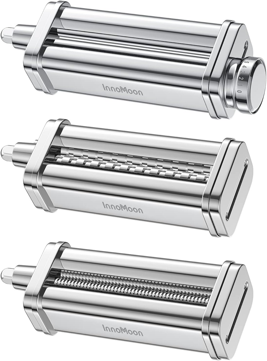 Pasta Maker Attachment for KitchenAid Stand Mixer, Includes Pasta Sheet Rollar, Spaghetti Cutter, Fettuccine Cutter, Stainless Steel Pasta Attachment Sets by InnoMoon