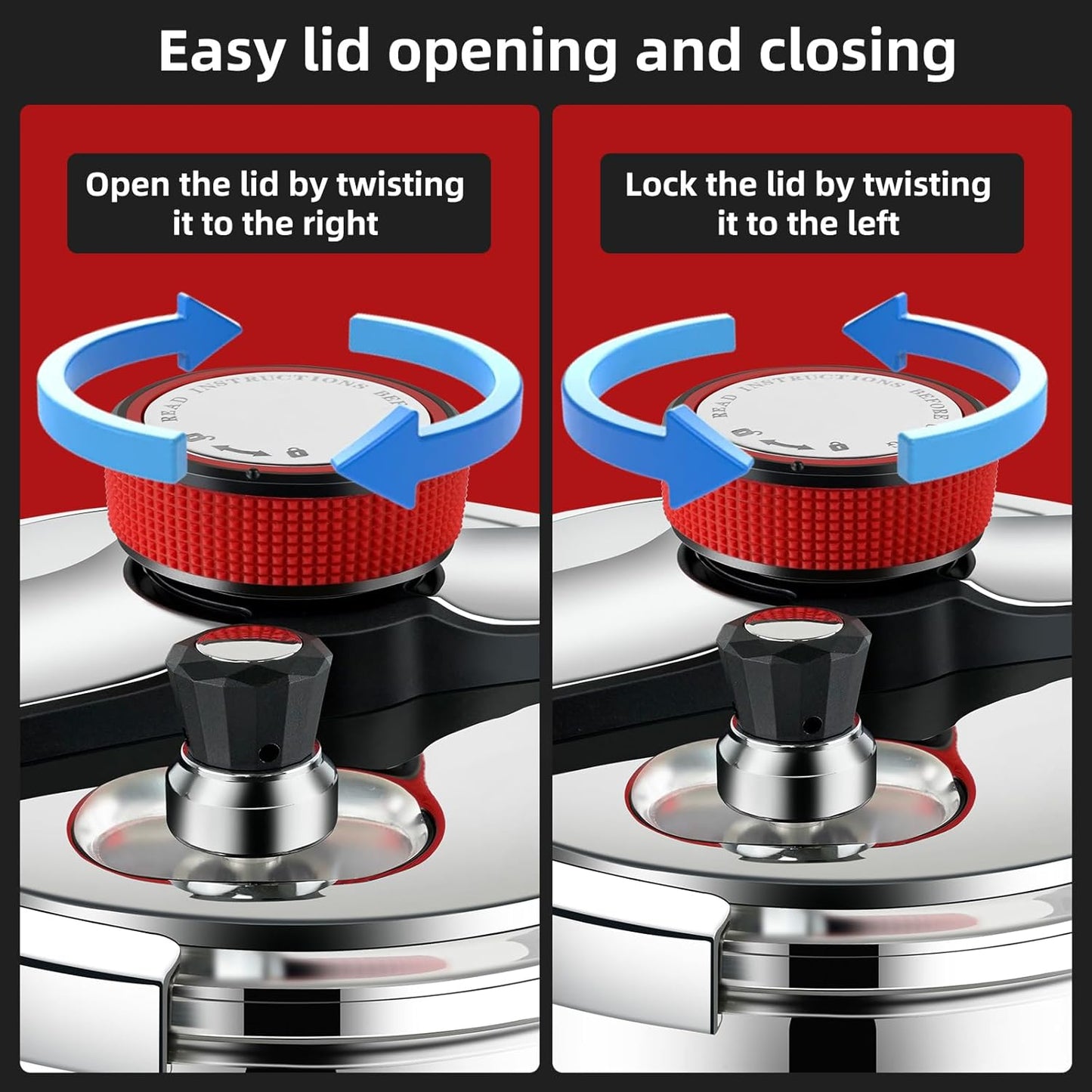 Pressure Cooker Stainless Steel 8 Qt, Commercial Stove Top Pressure Cooker Pot, One-Hand Locking, Compatible with Gas & Induction, Fast Cooking for Large Meals, Dishwasher Safe, Deeluban