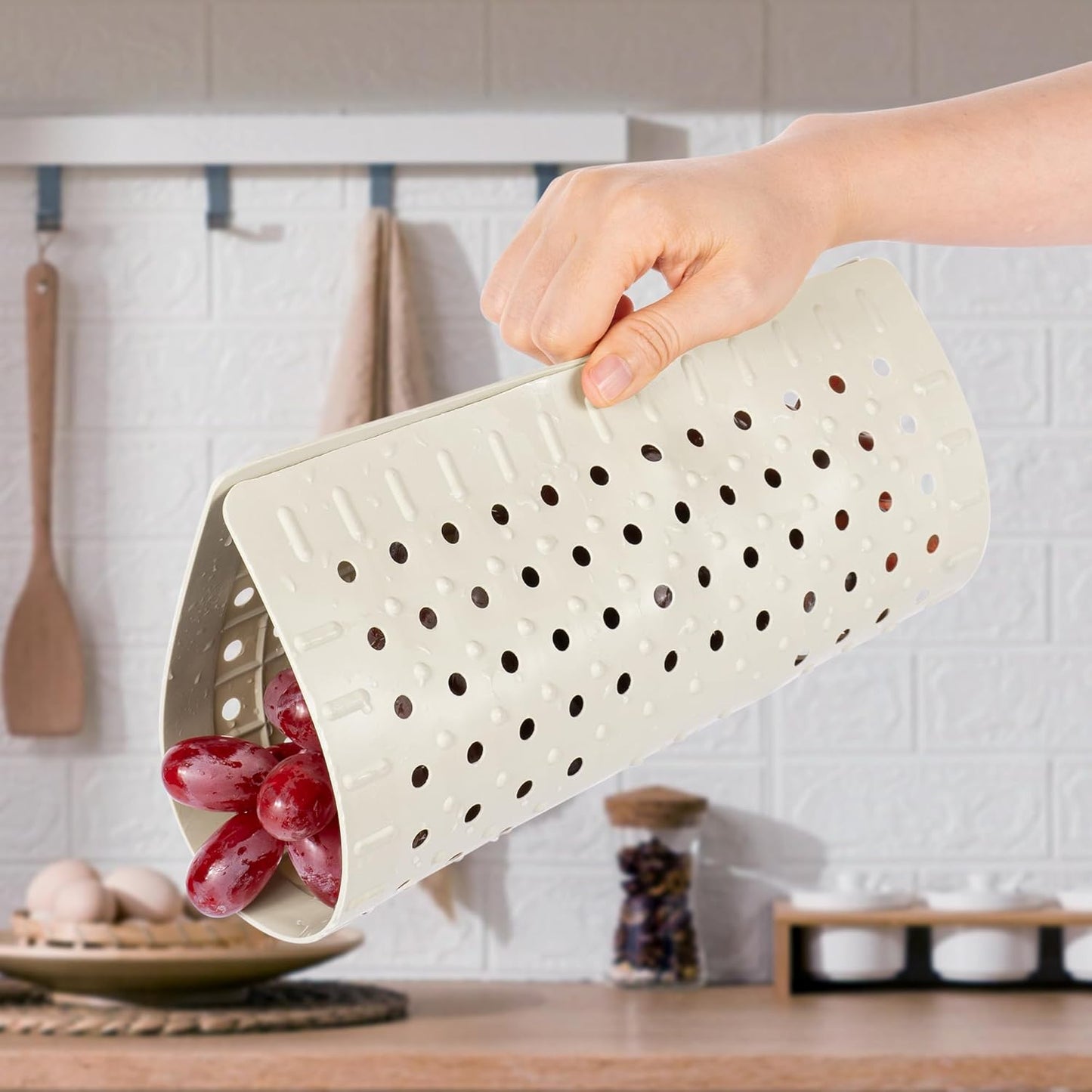 WILLKOMMEN Kitchen Sink Mat, 12" x 10" Dish Drying Mat, Sink Protector Mats for Bottom of Kitchen Sink, Fast Draining Sink Mats Grid, 2 Pack Cream White