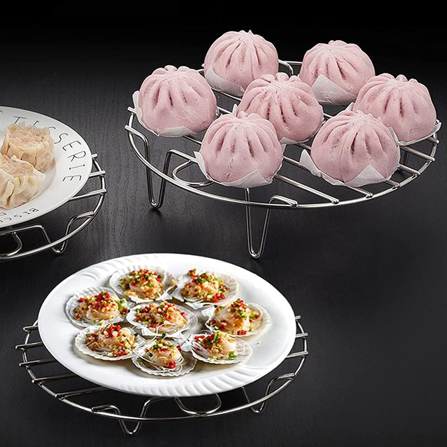 5.9" Round Cooking Rack Versatile Stainless Steel Grid Grill Steamer Rack, Fits Air Fryer Pot Pressure Cooker Canning