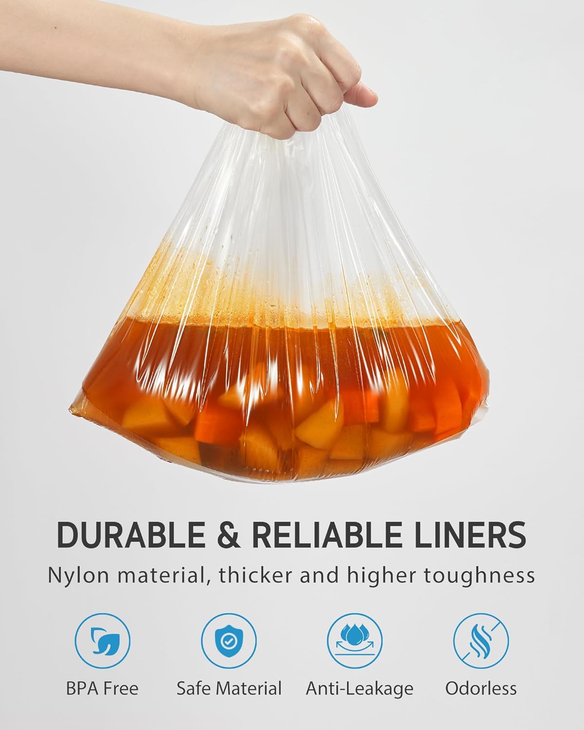 Syntus Crock Pot Liners, 60 Count 13" x 21" Large Size Slow Cooker Liners Fits 3-8 Quart Pots, Disposable Cooking Bags Suitable for Oval & Round & Retangular Crock Pot