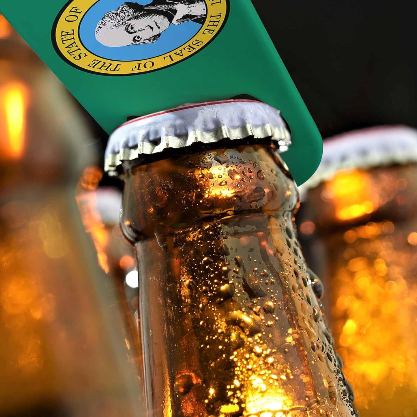 Washington State Flag Stainless Steel Bottle Opener American Flag Green Flat Beer Bottle Opener Keychain for Home Kitchen Bar Restaurant Party Birthday Gift