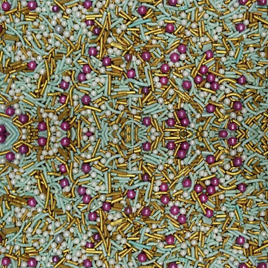 Confect Edible Sprinkles Mix – Gold, Mint, Pink & Pearl Sugar Confetti for Cake Decorating – Colorful Baking Topping for Cupcakes, Cookies, and Desserts | Vegan, Gluten-Free, Soy-Free, Dairy-Free, Palm Oil-Free – 4.2 Oz