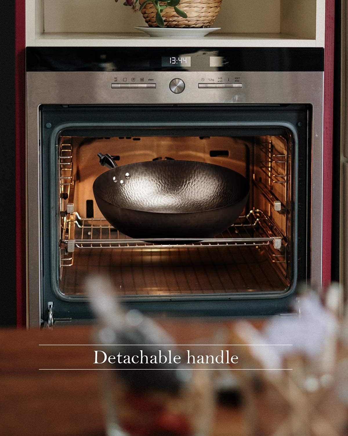 Wok Pan 12.5", Woks and Stir Fry Pans with lid, Carbon Steel Wok with Cookware Accessories, Flat Bottom Suits for all Stoves