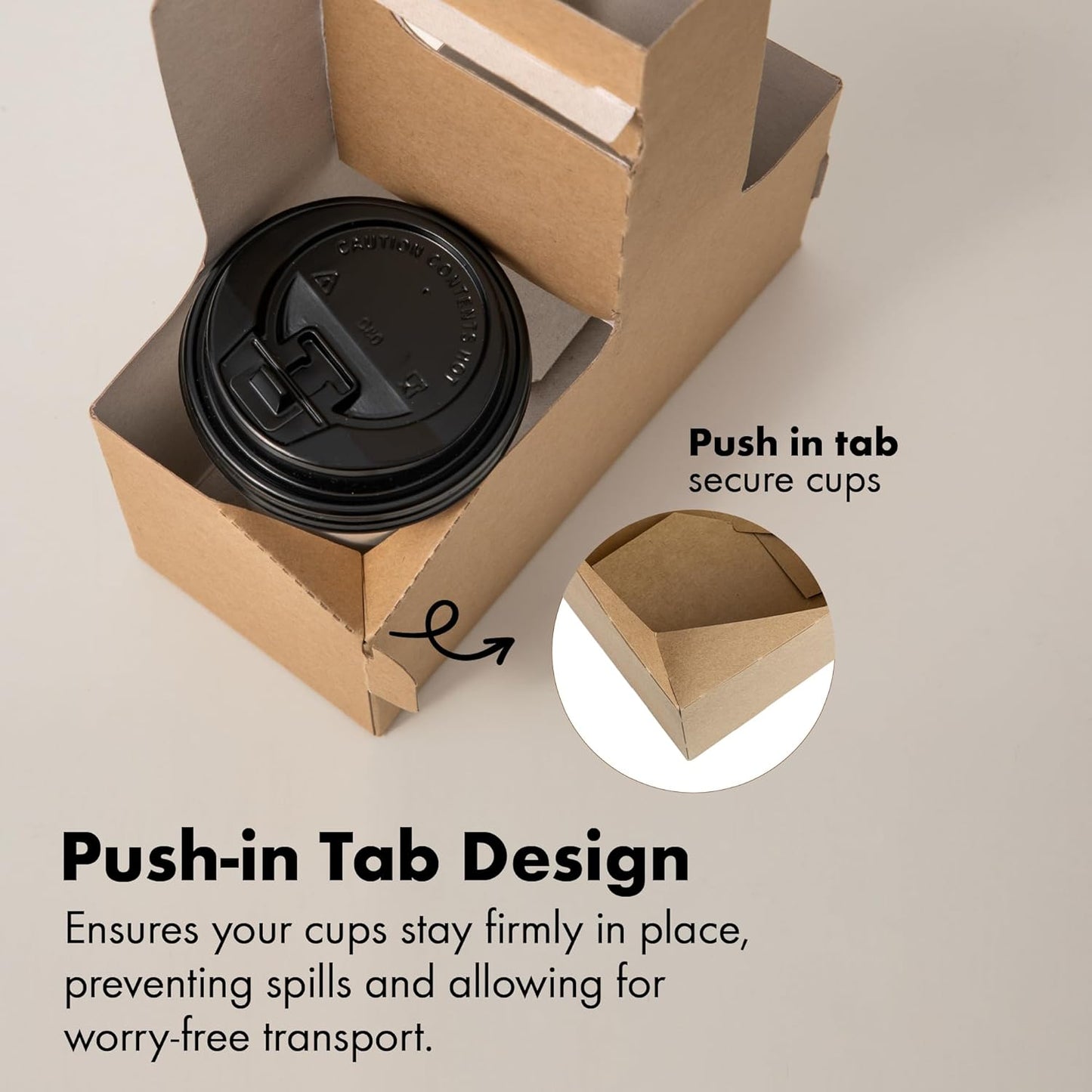 FMP Brands 2 Cup Disposable Drink Carrier with Handle, 60 Pack Kraft Paperboard Handled Drink Carriers 12-30 oz to Go Coffee Cup Holder, Cup Carrier for Cold Hot Drinks, Takeout, Cafe