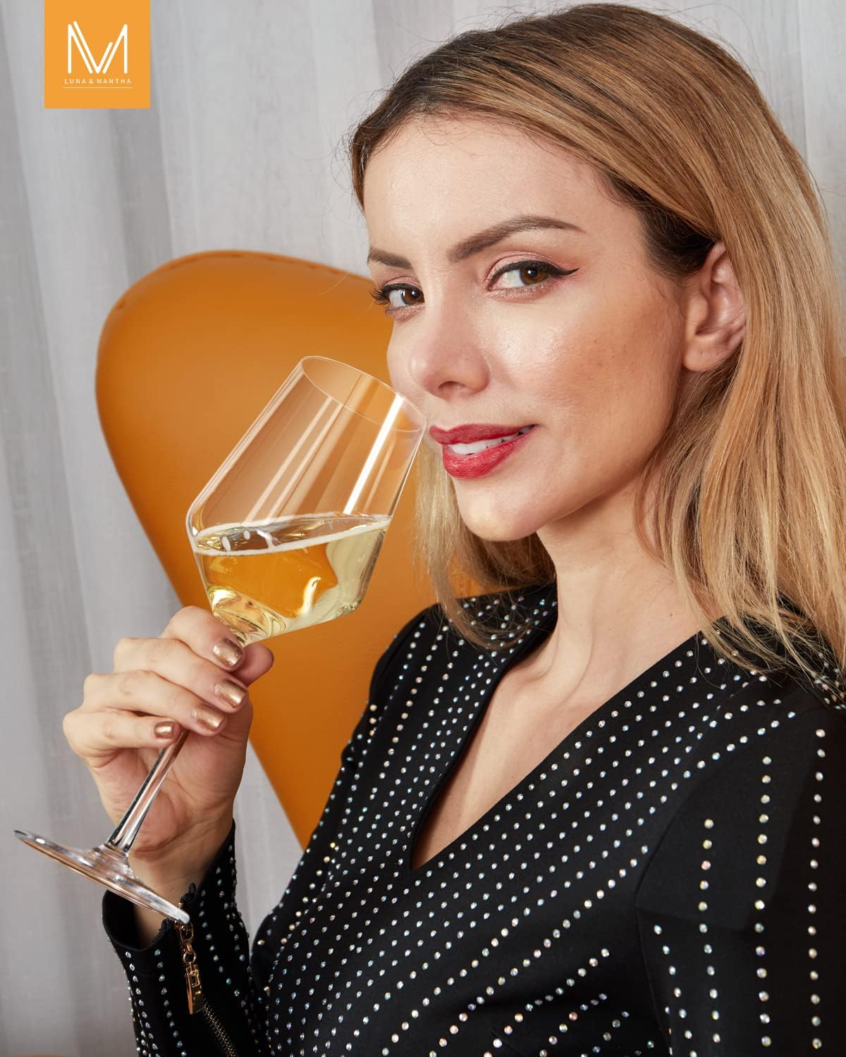 OJA Red Wine Glasses Set of 6, Premium Crystal Wine Glasses Hand Blown, 17 oz, Long Stem, Thin Rim, Perfect for Daily Use, Unique Wedding Anniversary or Birthday Gift