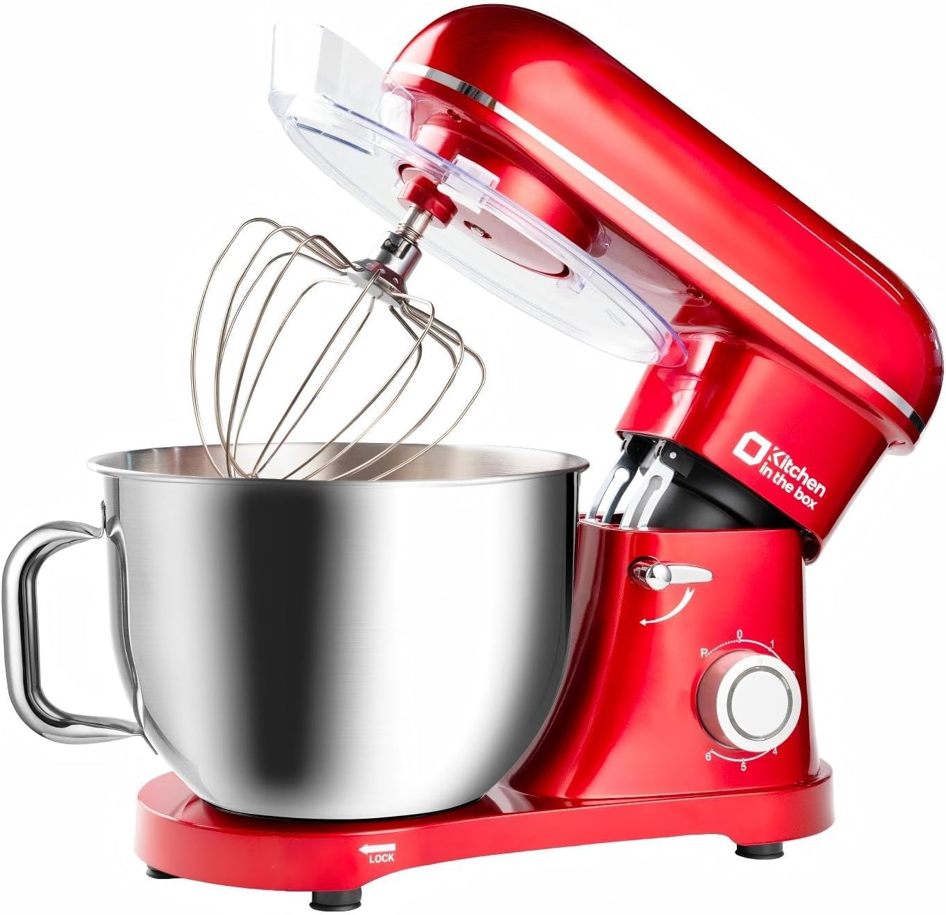 Kitchen in the box Stand Mixer, 900W 8.5QT Kitchen Electric Mixer, 6-Speed Large Capacity Food Mixer for Home Cooks with Egg Whisk, Dough Hook & Flat Beater (Red)