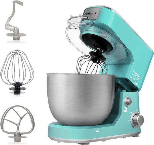 CUSIMAX Stand Mixer, 5-QT Stainless Steel Bowl Food Mixer, Tilt-Head Kitchen Electric Mixer with Dough Hook, Mixing Beater and Whisk, Splash Guard, Green
