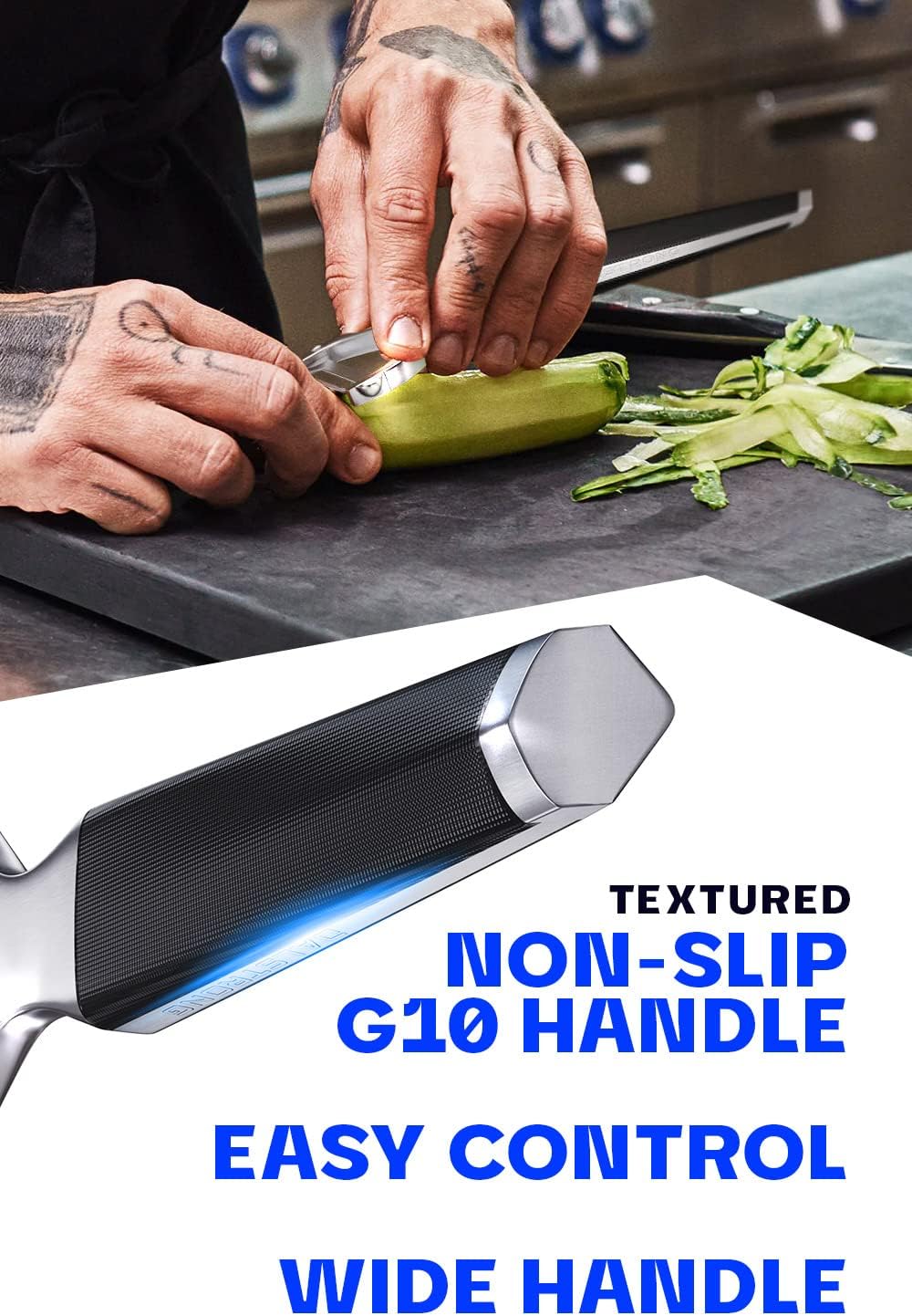 DALSTRONG Razor VX - Y Peeler - High Carbon Stainless Steel - Non Slip G10 Handle - Fine, Serrated & Julienne Blades Set - Premium Vegetable, Fruit, Potato Peeler for Kitchen