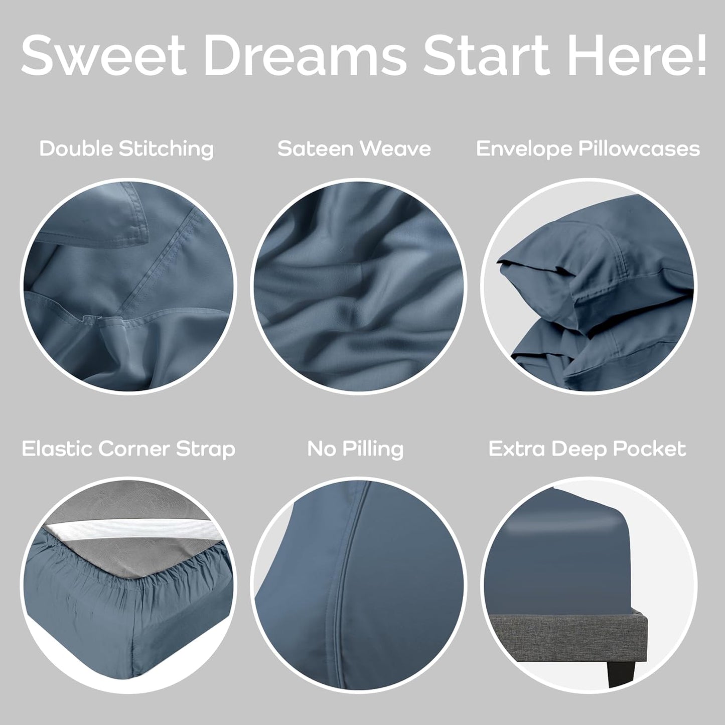 100% Viscose from Bamboo Sheets California King Size, Super Soft Bedding Set, 4PC Cooling Sheets for Hot Sleepers, Vegan Silk Moisture Wicking, Organically Grown Bedsheet, Storm - 72" x 84"