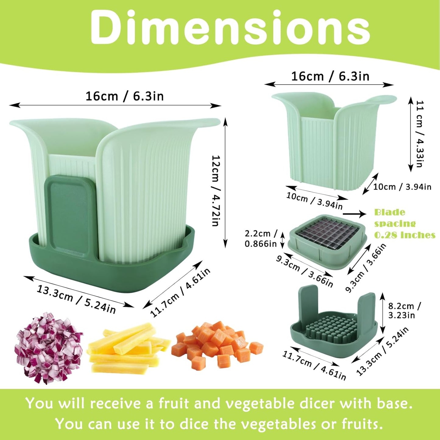 Suuker Onion Chopper with Base,Potato French Fry Cutter,Fruit and Vegetable Slicer,Kitchen Gadgets for Potatoes,Vegetable Chopper，Mandoline Slicer for Kitchen,Food Cutter,Tomato Dicer