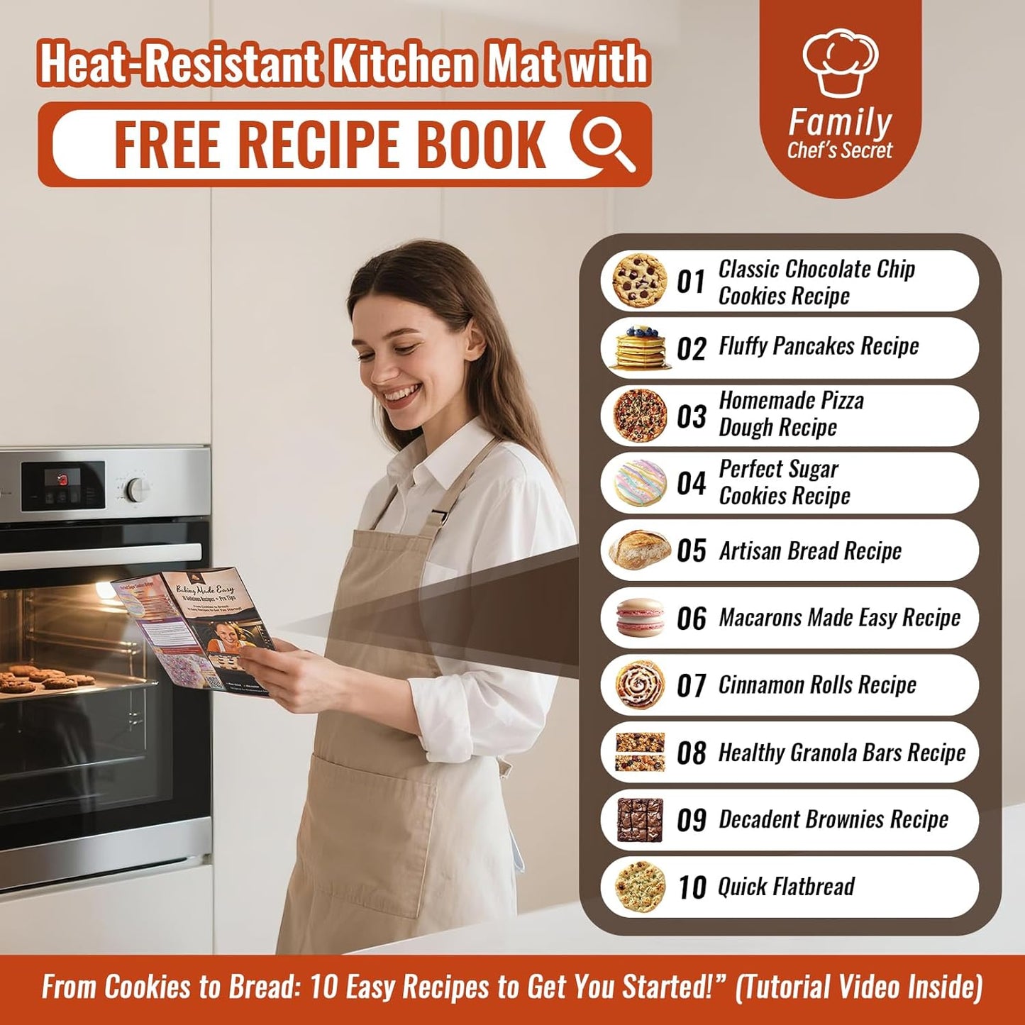 Silicone Baking Mat with 10 Recipes, Pastry Mat for Dough Rolling, Silicone Mat for Baking Macaron, Cookie, Bread, Pizza,Surdough, Fondant Mat for Kitchen, Extra Large 32 X 24 INCH