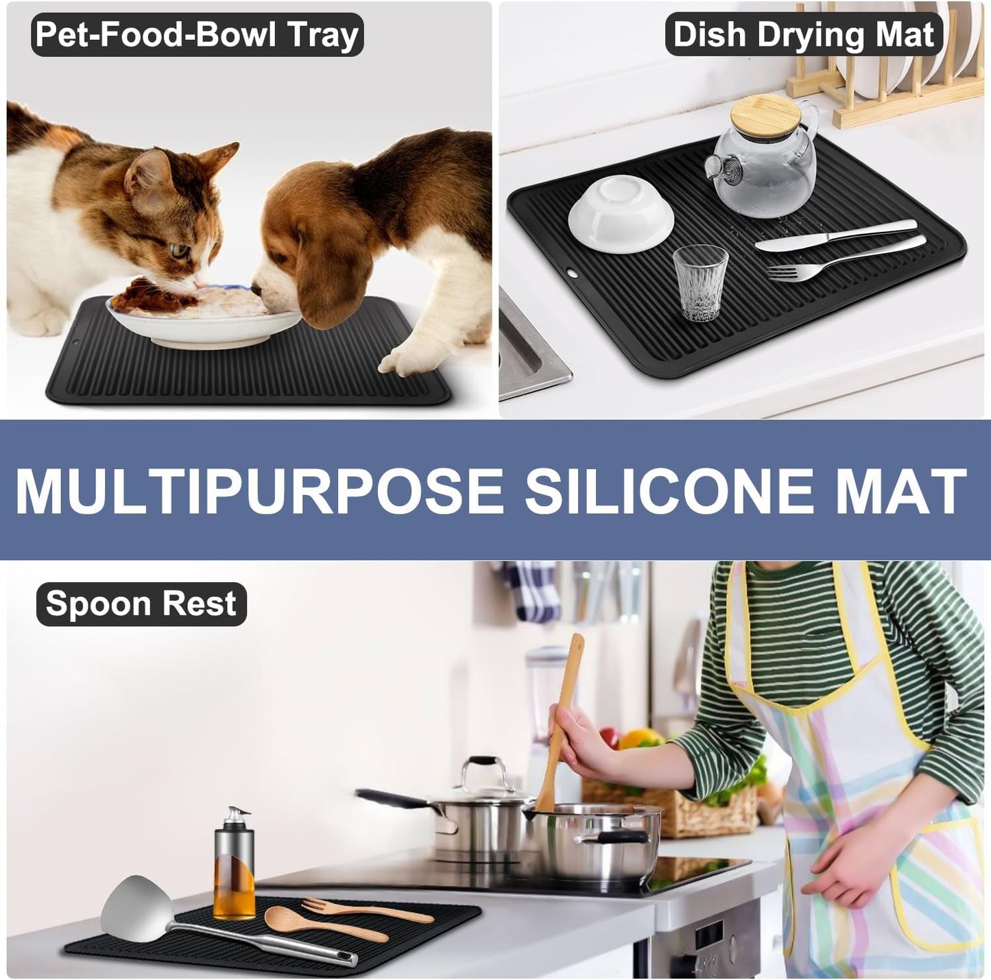 Walfos XXL Silicone Trivet 16x12 Inch, Trivets for Hot Pots and Pans, Heat Resistant Pot Holders Hot Pads for Kitchen Quartz Countertops, Hot Dishes, 4 Pack