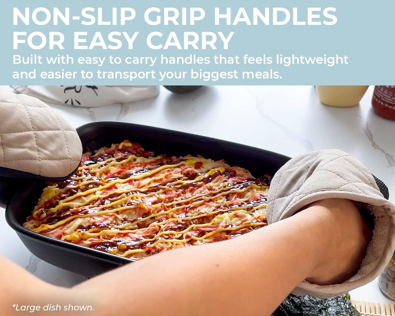 Saffron & Sage Casserole Dish Set of 3 - Baking Dishes for Oven, Contemporary Black Ceramic Baking Dish Set, Heavy Duty Bakeware, Up to 500° High Heat Resistant, Dishwasher, Freezer and Food Safe