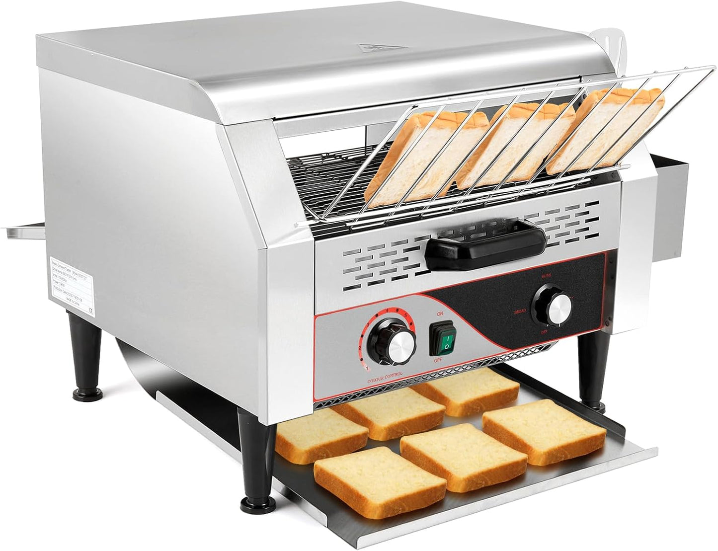 WICHEMI Commercial Toaster 450 Slices/Hour Commercial Conveyor Toaster Electric Stainless Steel Heavy Duty for Restaurant Bun Bagel Bread, 2600W