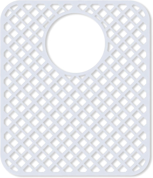 2 Pack Silicone Sink Protectors for Kitchen Sink, Lozenge Pattern 13 x 11 Inches Sink Mat, Non-Slip and Durable Sink Protector Silicone, Rear Drain, White