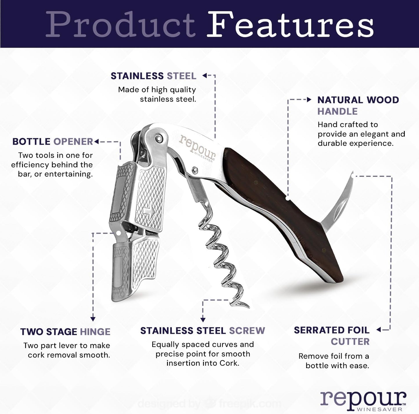 Wine Essentials Combo Pack – Premium Corkscrew & Wine Saver | Manual Wine Key Removes Corks Easily, Wine Stopper Preserves Wine Easily|Perfect for Wine Lovers and Enthusiasts (Mahogany 10 Pack)