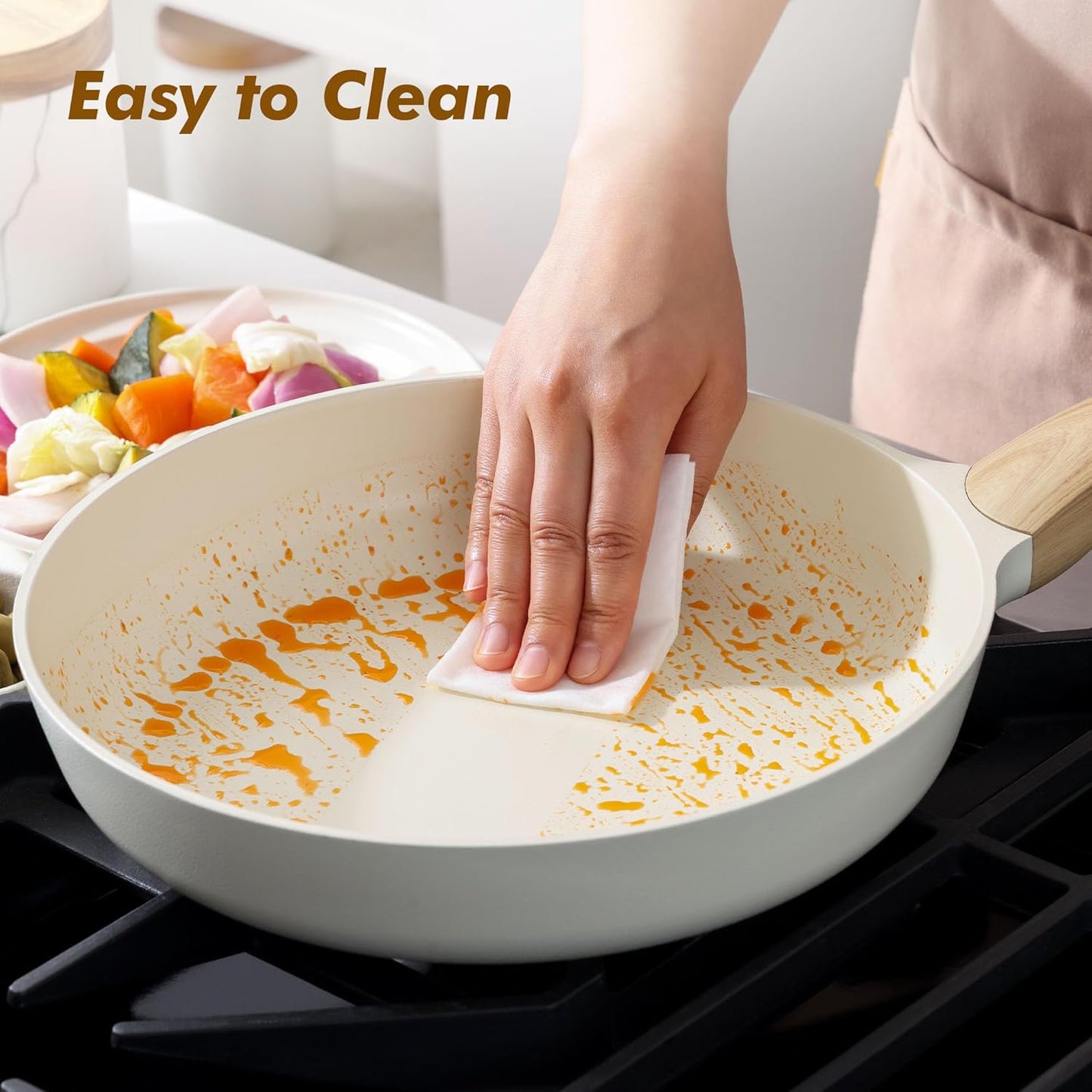 SENSARTE Ceramic Nonstick Frying Pan Small Skillet 8Inch Non Stick Omelette Pans, Non-toxic Healthy Kitchen Cooking Chef's Pan, Free of Intentionally Added PFOA/PFAS/PTFE, Induction Compatible, White