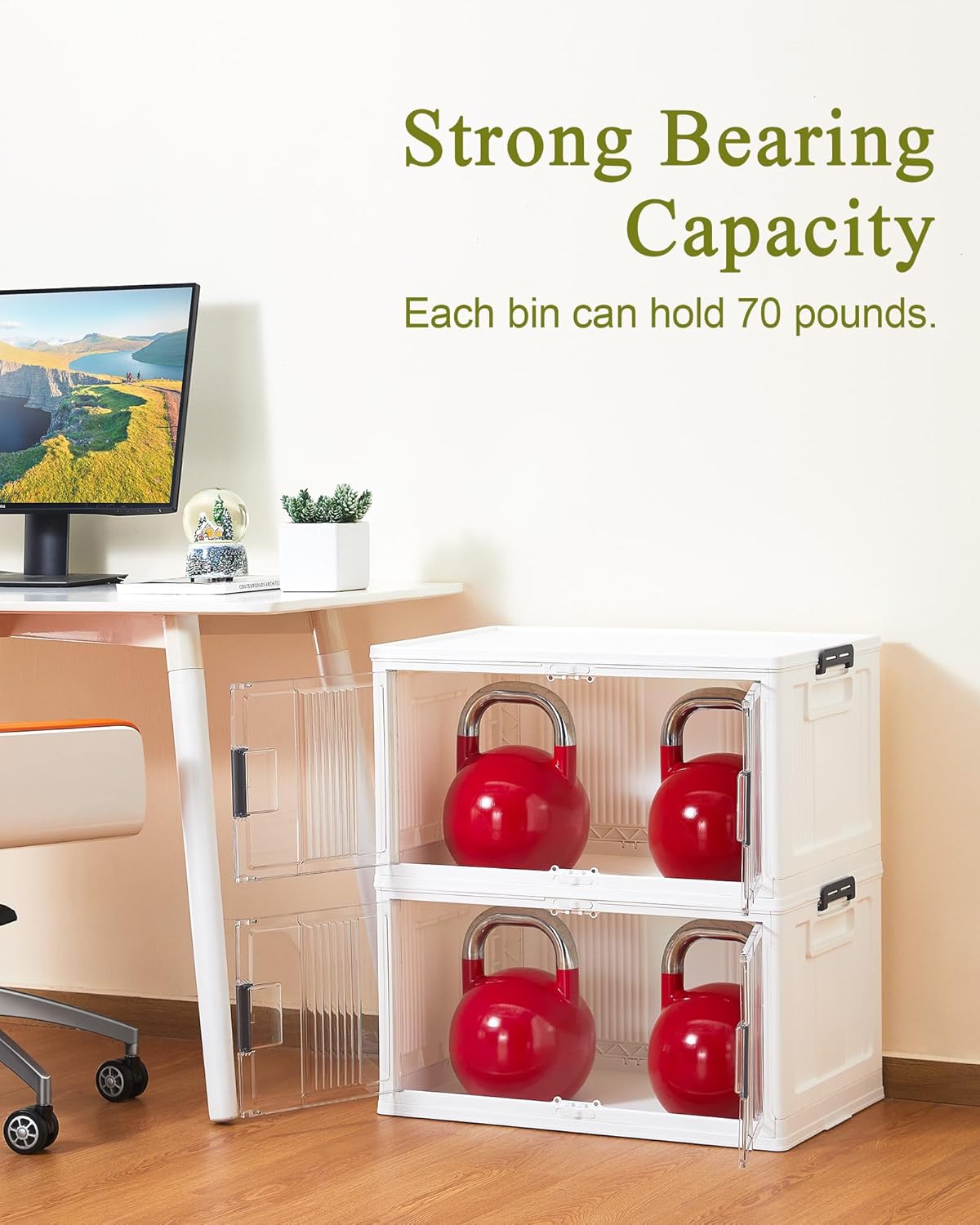 OlarHike 76QT Lockable Storage Bins with Lids - Folding Storage box with Doors and Wheels, Collapsible Plastic Bins for Closets, Stackable Organizer and Containers, Christmas Gifts, 3 Pack Cubes