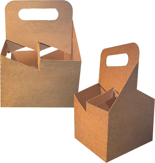 4 Cup Drink Carrier with Handle | Kraft Paperboard Cup Holder | Disposable Cup Holder for Hot or Cold Drinks | Cup Carrier for Food Delivery Services, Uber Eats, Door Dash (30)