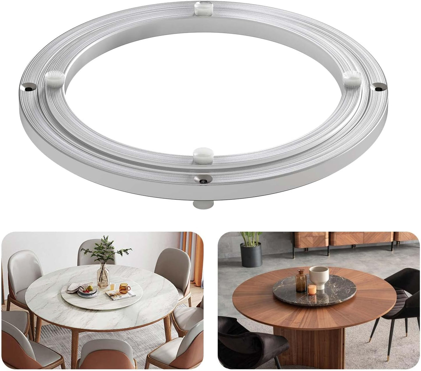 Pisman Aluminium Alloy Turntable Bearing, Heavy Duty Lazy Susan Rotating Bearing Turntable,Smooth Swivel Plate Hardware for Round Dining Table,DIY. Silent Rotating Base Only(10inch)