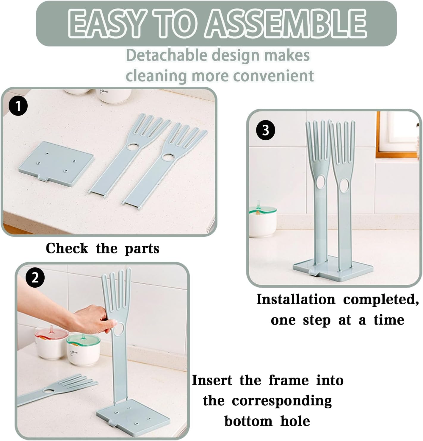 Kitchen Gloves Holder Mitten Dryer Reusable Plastic Dish Washing Rack Sink Holder Stand Blue