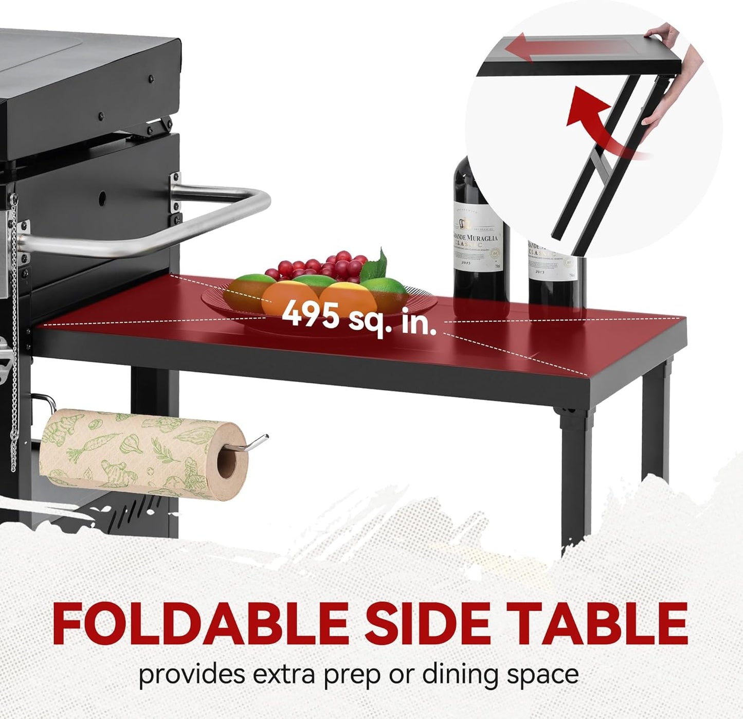 Royal Gourmet GB4008T 4 Burner Propane Gas Griddle with Pull-Out Expandable Table & Foldable Side Shelf, 34-Inch Flat Top Grill with Hood for Outdoor Cooking & Backyard Barbecue, Black