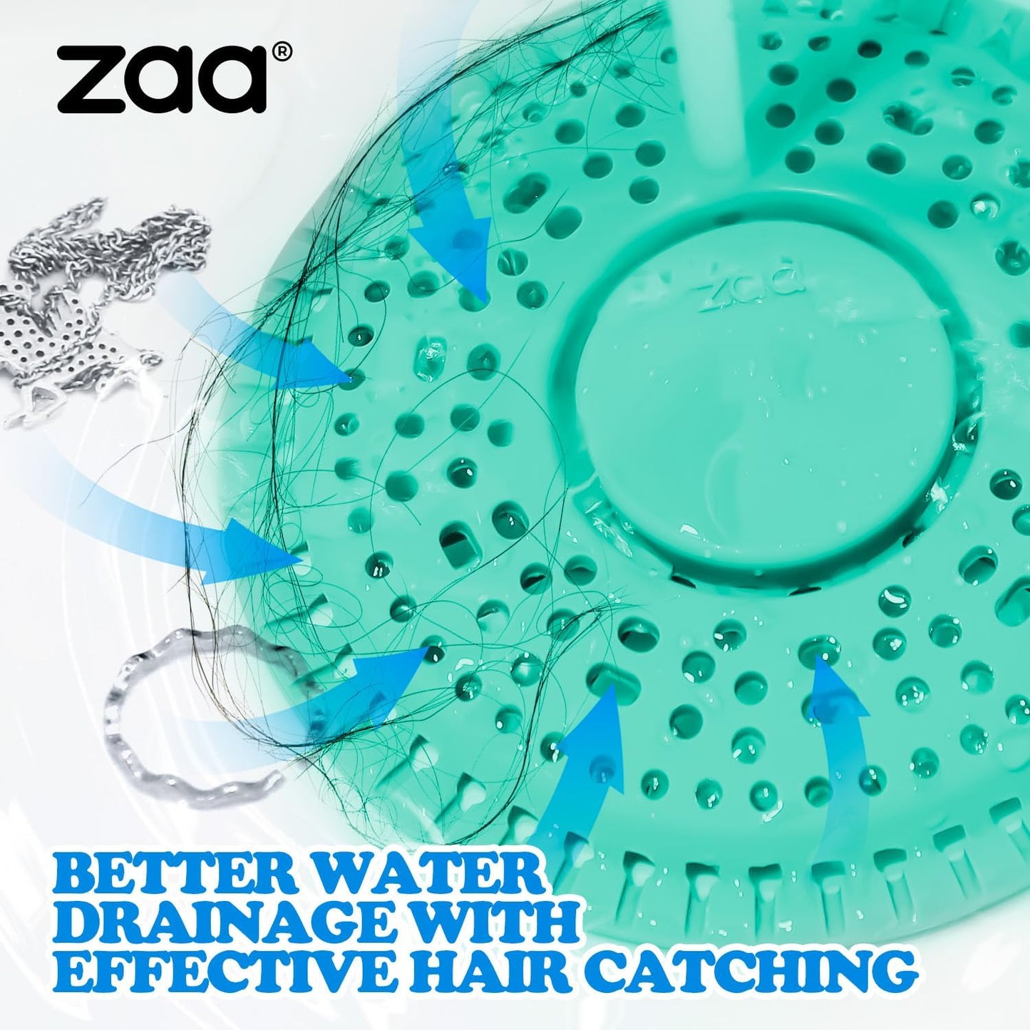 zaa Shower Drain Hair Catcher, 2 Pack Premium Silicone Drain Protector & Shower Drain Cover for Regular Drains of Shower Room and Bathroom, Mint