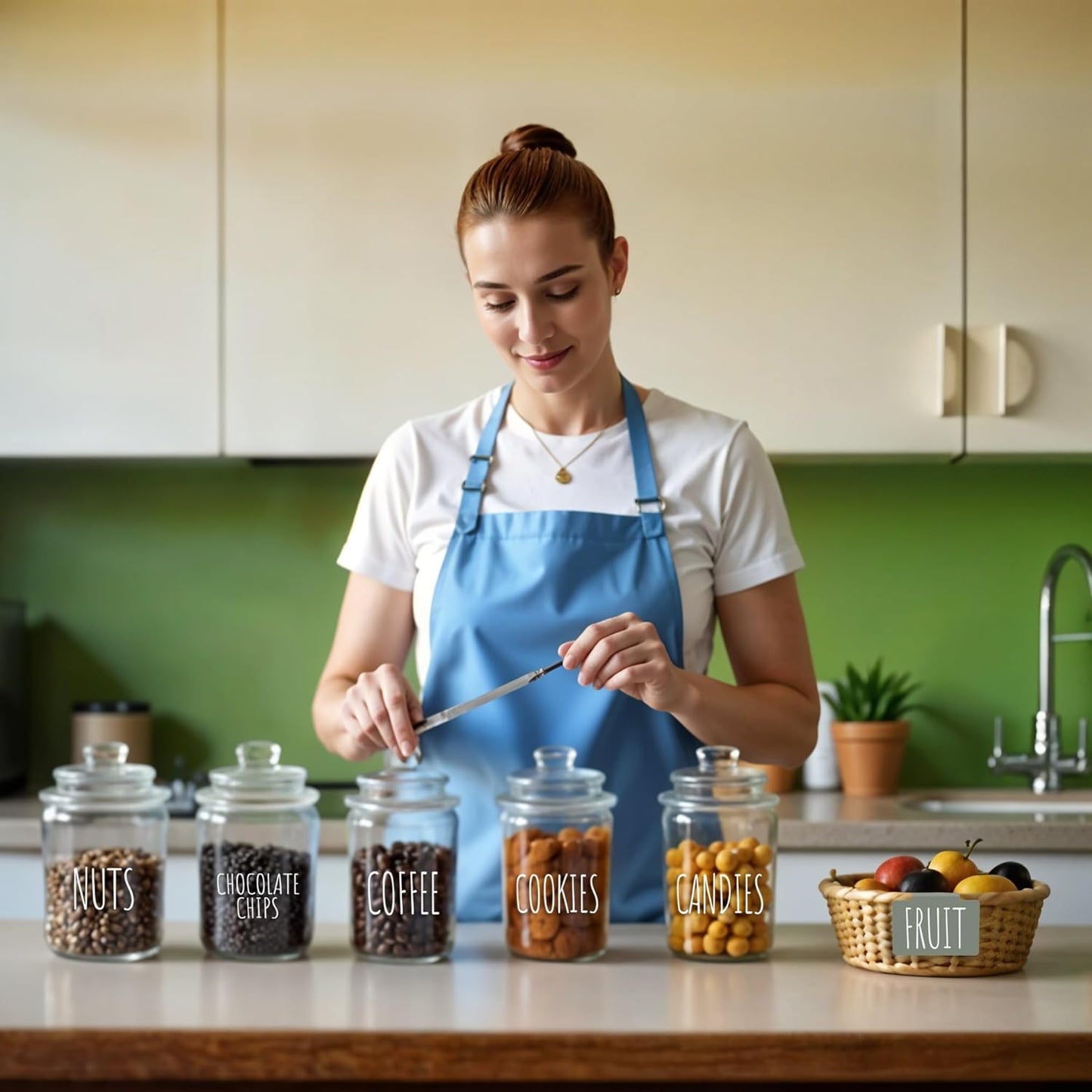 Hygge & Sage Pantry Labels for Containers Preprinted - 180 Waterproof Labels, Durable, Removable Kitchen Stickers, Clear with White Print. Perfect for use on Basket Labels, Pantry, and Refrigerator.