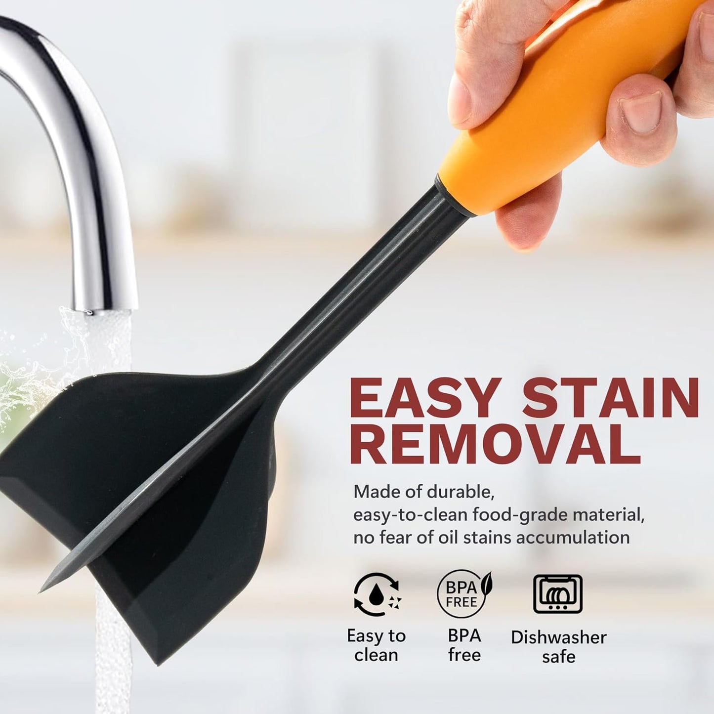 Li&Zhao Ground Beef Chopper Tool - Meat Chopper for Ground Beef Ground Meat Smasher Hamburger Smasher Tool Ground Beef Masher Meat Spatula Chopper Potato Mashers Heat Resistant Nylon for Mix (Orange)